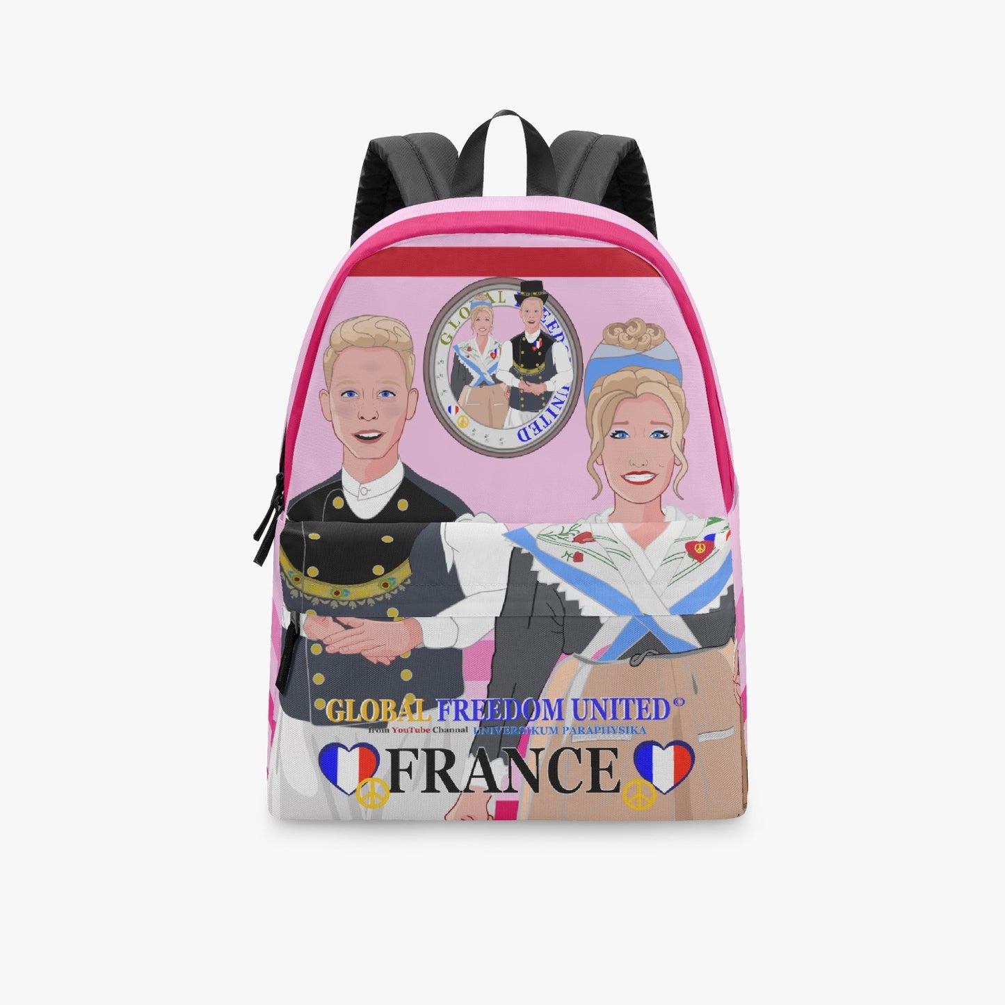 GLOBAL FREEDOM UNITED© Couple French Pink1 - All-over-print Canvas Backpack