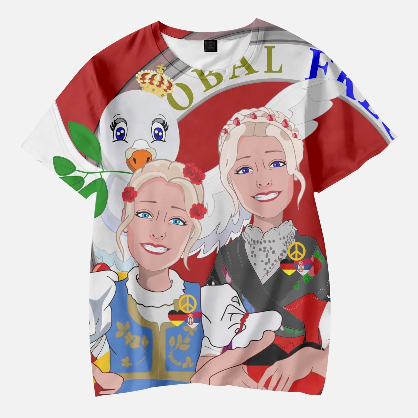 Kids' Short T-Shirts GLOBAL FREEDOM UNITED© GIRL SERBIA & GERMANY RED