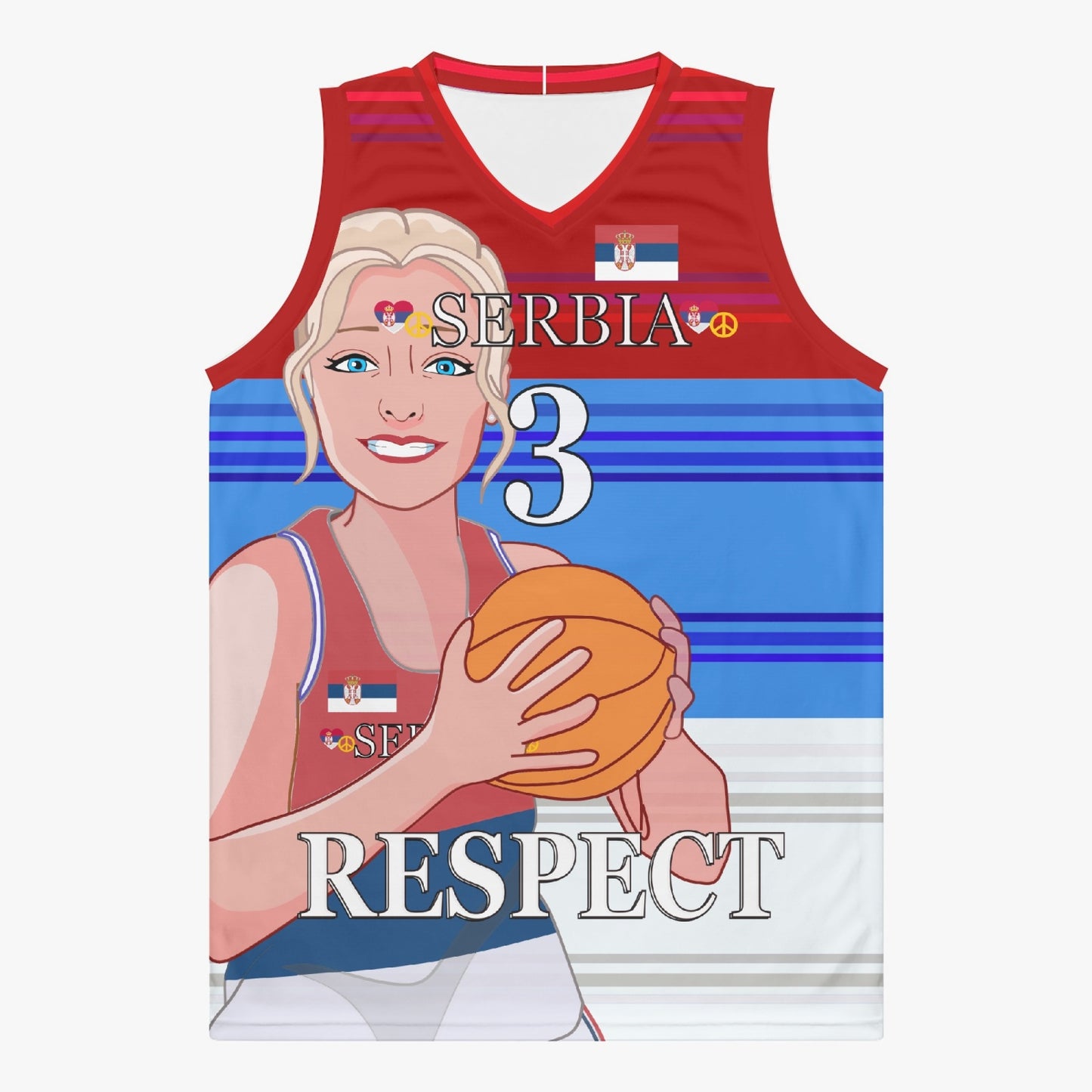 Basketball Jersey GLOBAL FREEDOM UNITED COUPLE EDITION WOMEN SERBIA v1 3