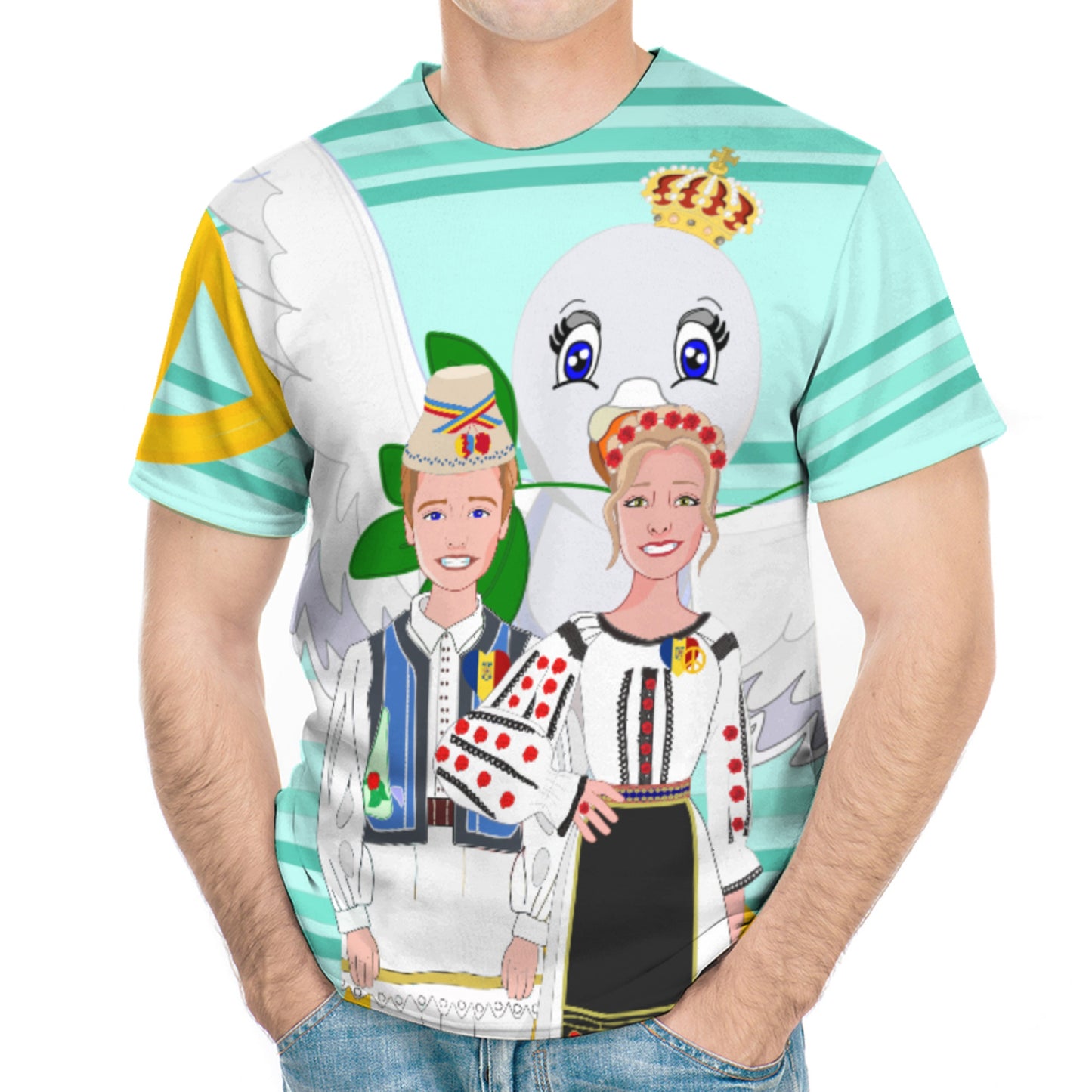 Men´s T-shirt GLOBAL FREEDOM UNITED© Couple Romania Light Green