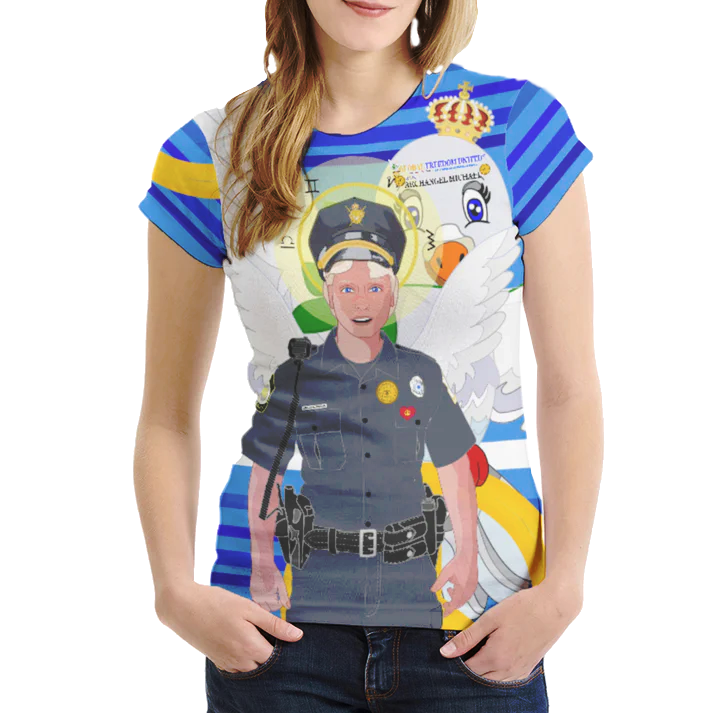 Women´s T-shirt 1 GLOBAL FREEDOM UNITED© Archangel Michael As Policemen Deep Blue