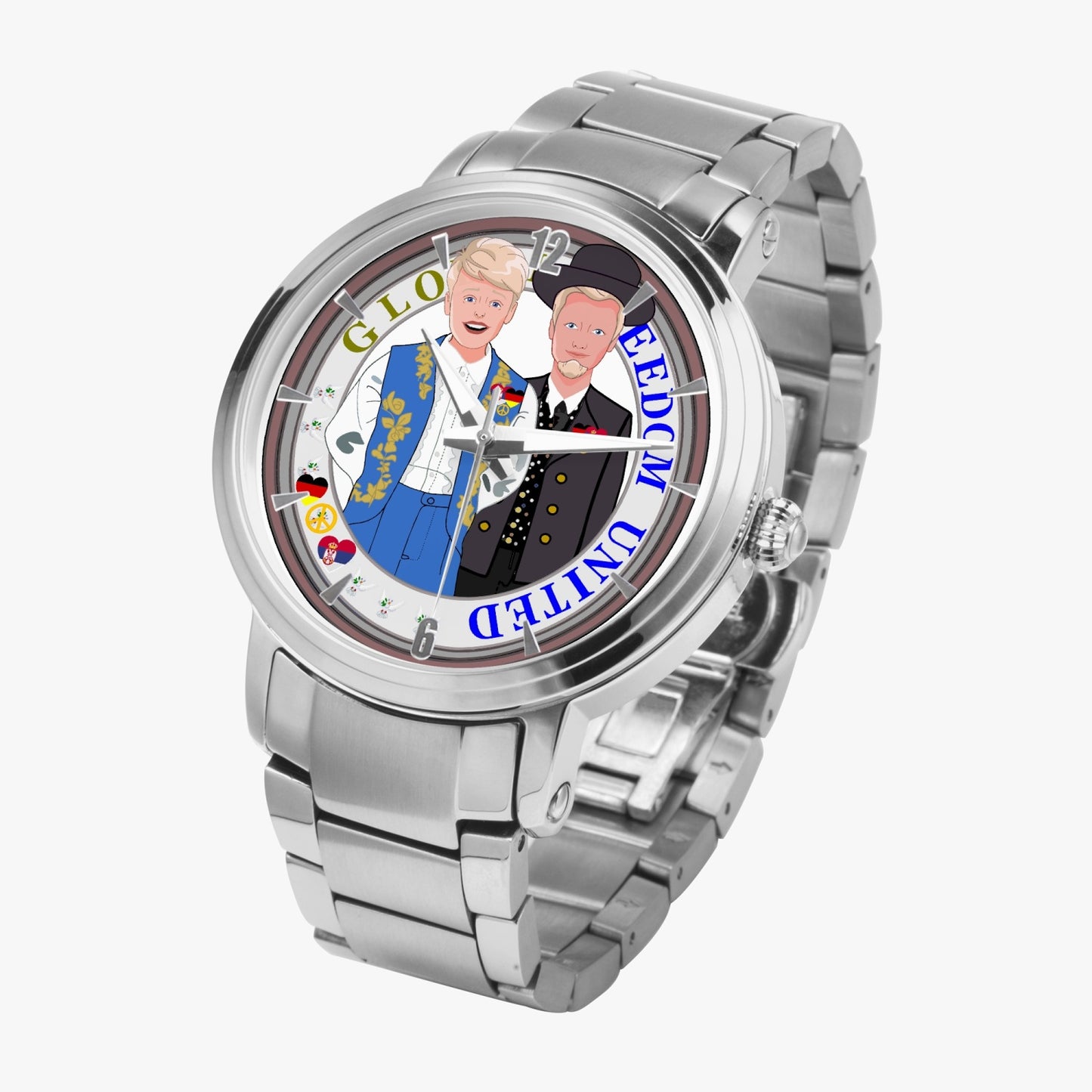 GLOBAL FREEDOM UNITED© New Steel Strap Automatic Watch (With Indicators) Men Serbia & Germany