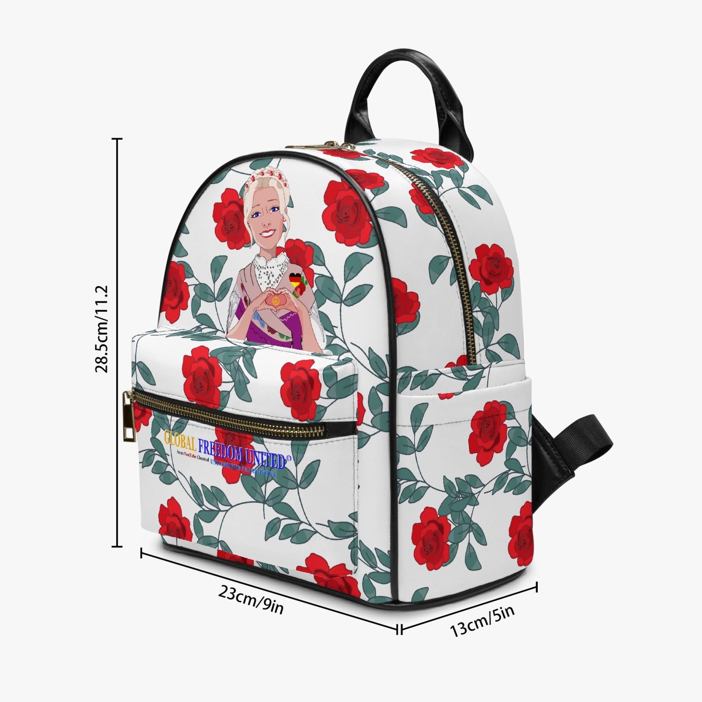 All Over Printed PU Backpack GLOBAL FREEDOM UNITED© Couple Germany Skarabeus Beetle Women  Red