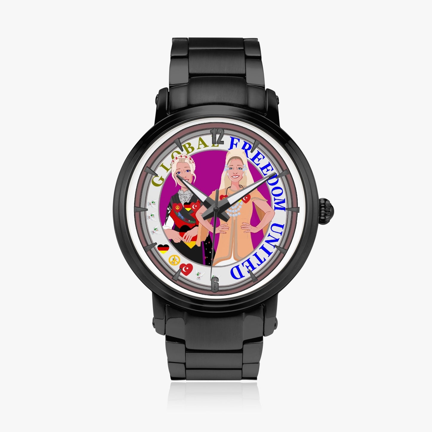 New Steel Strap Automatic Watch (With Indicators) GLOBAL FREEDOM UNITED GERMANY & TURKEY