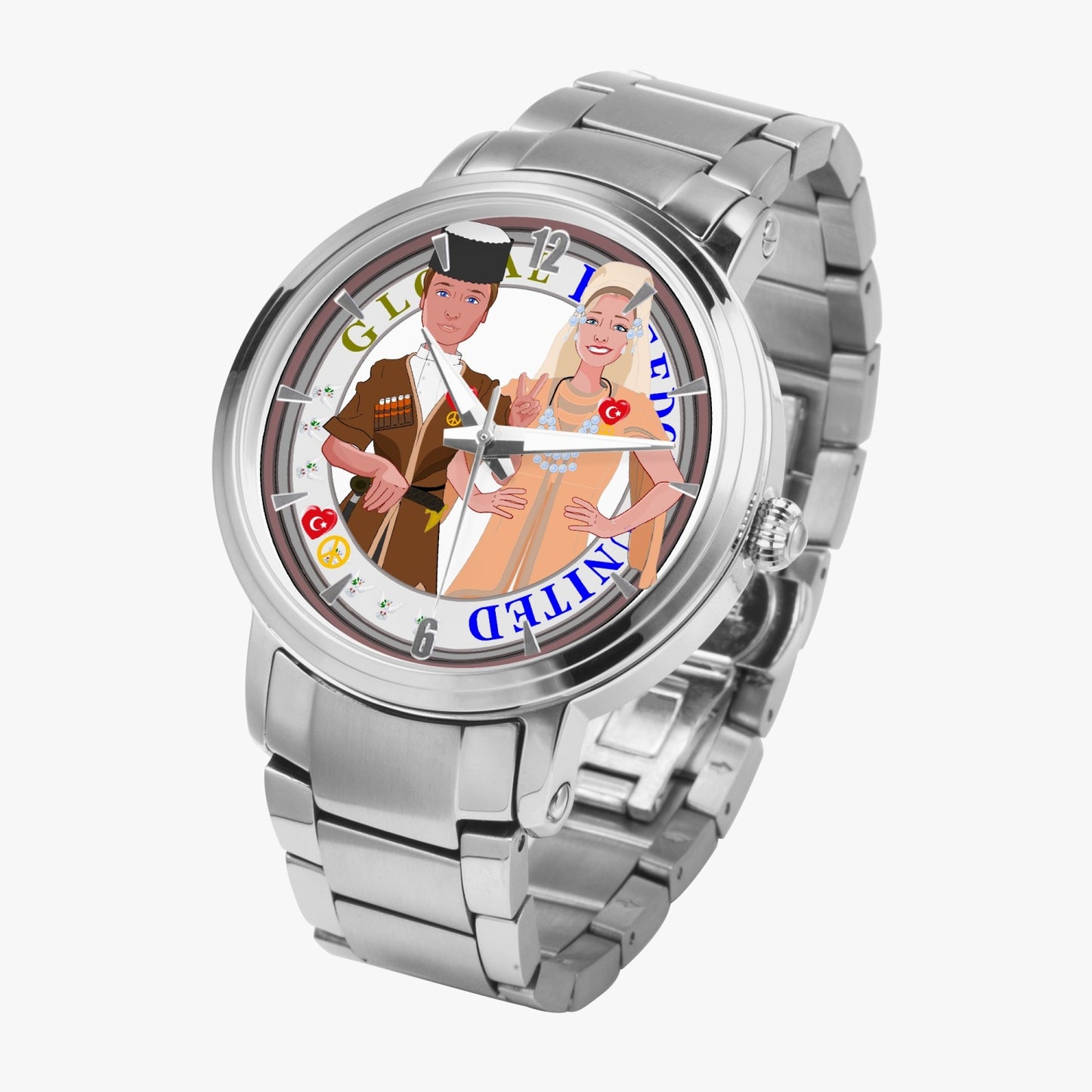 GLOBAL FREEDOM UNITED© Couple Turkey New Steel Strap Automatic Watch (With Indicators)