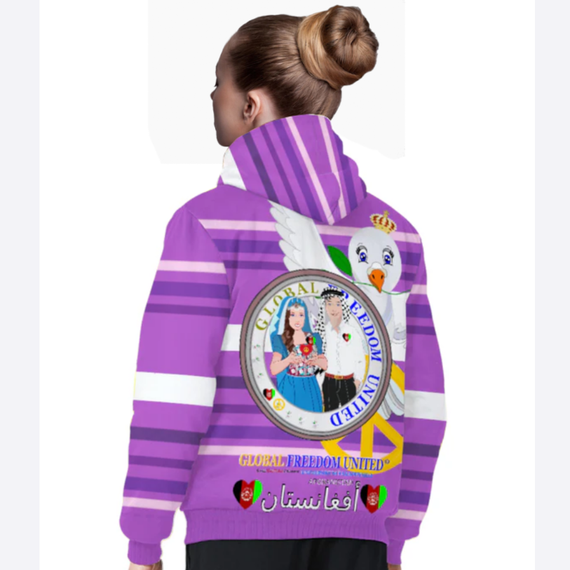 Plush Hoodie GLOBAL FREEDOM UNITED© Couple Afghanistan Lilac