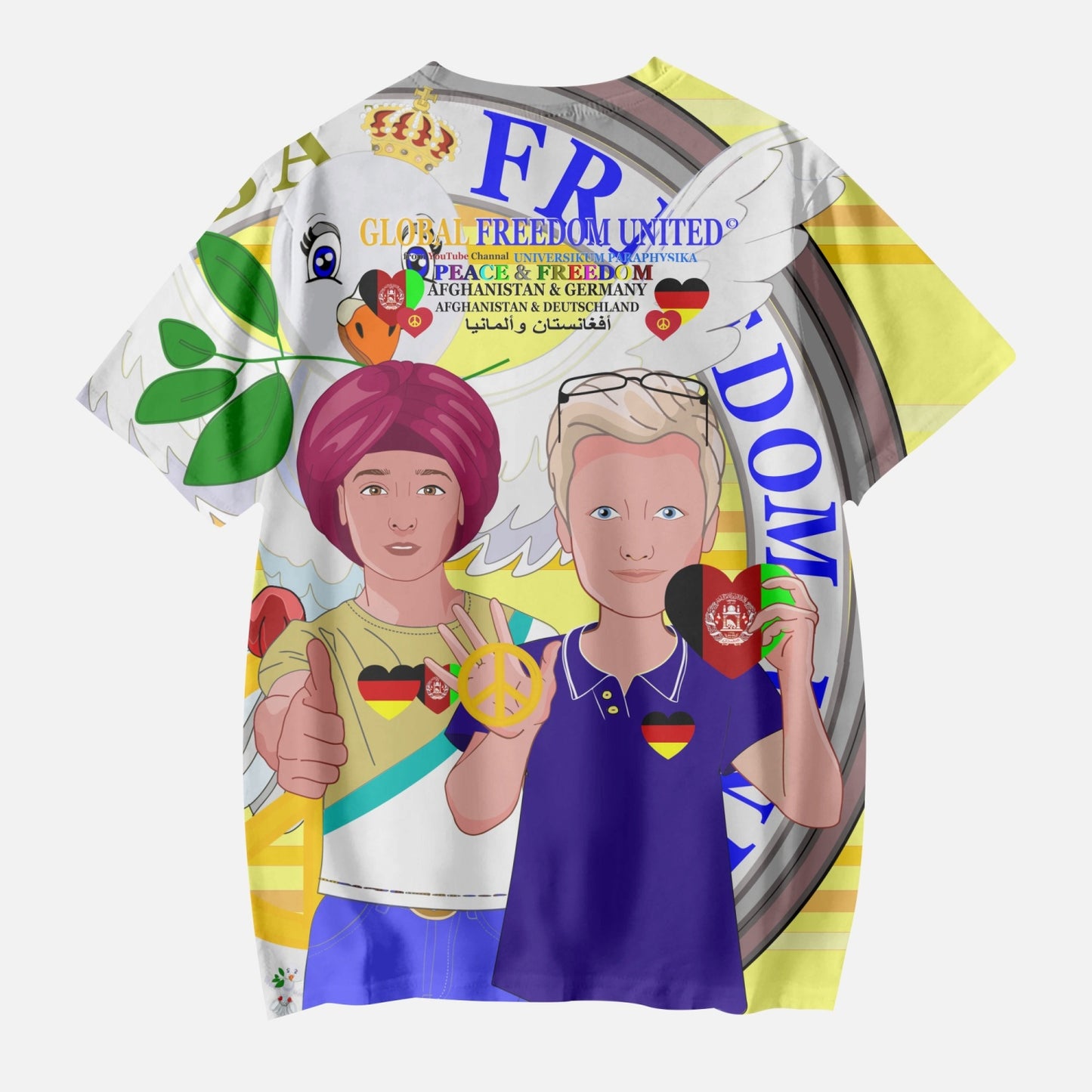 AOP Kids' Short T-Shirts GLOBAL FREEDOM UNITED BOY AFGHANISTAN & GERMANY YELLOW