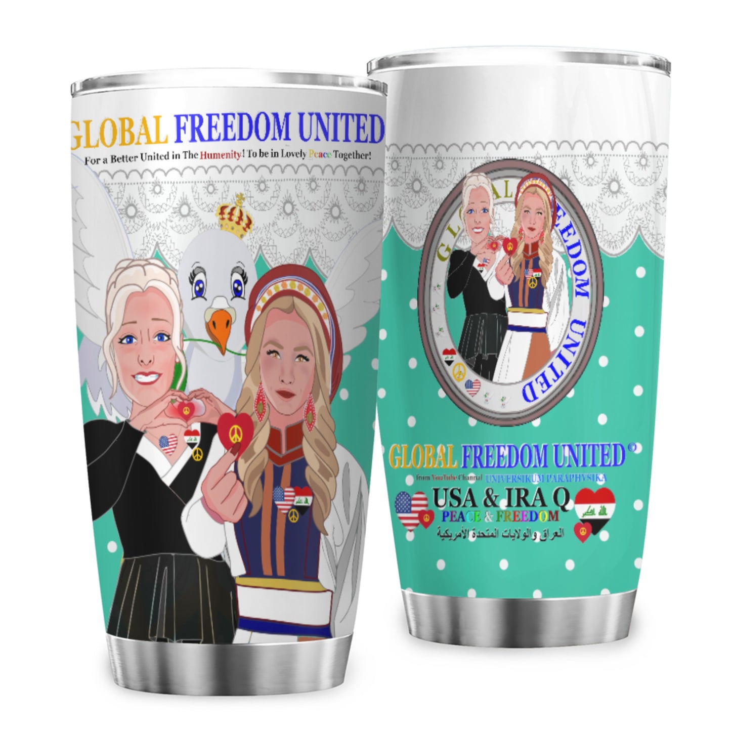 Tumbler GLOBAL FREEDOM UNITED© Women Iraq & USA Green