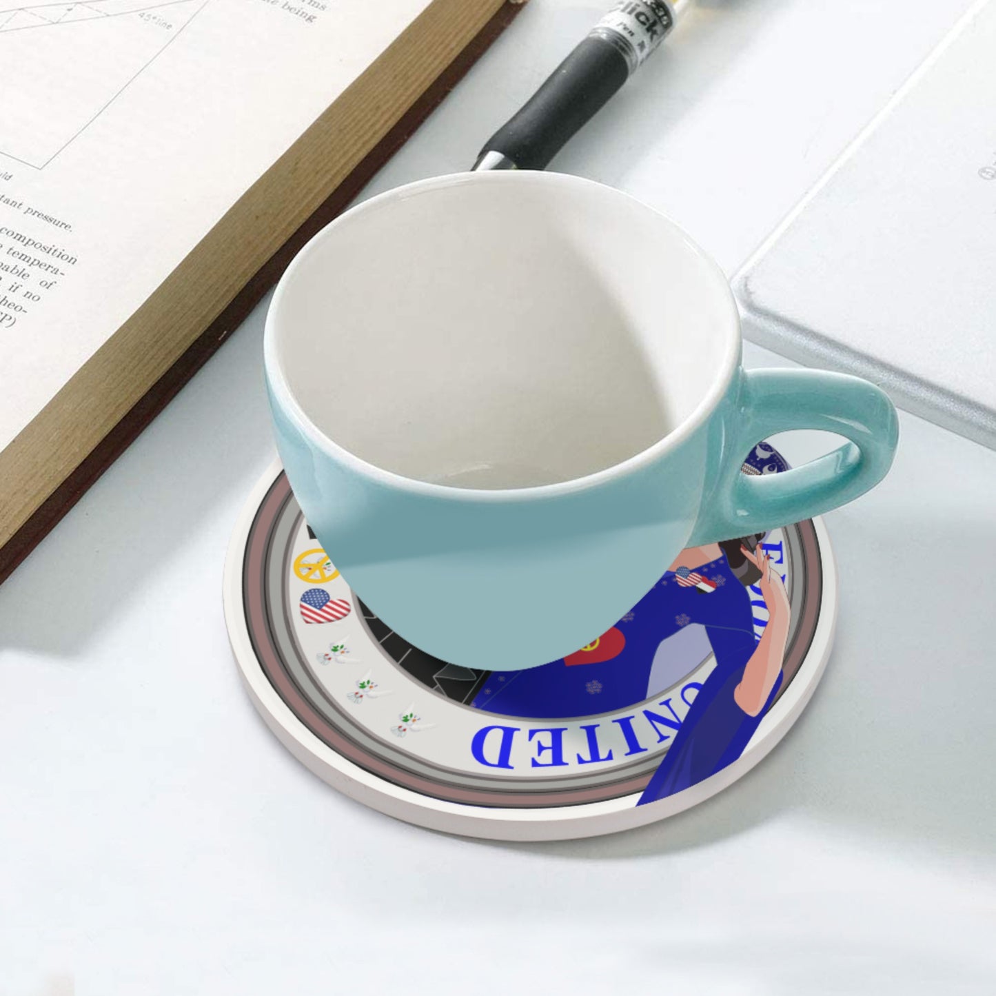 Ceramic Car Coaster GLOBAL FREEDOM UNITED© Women Yemen & USA