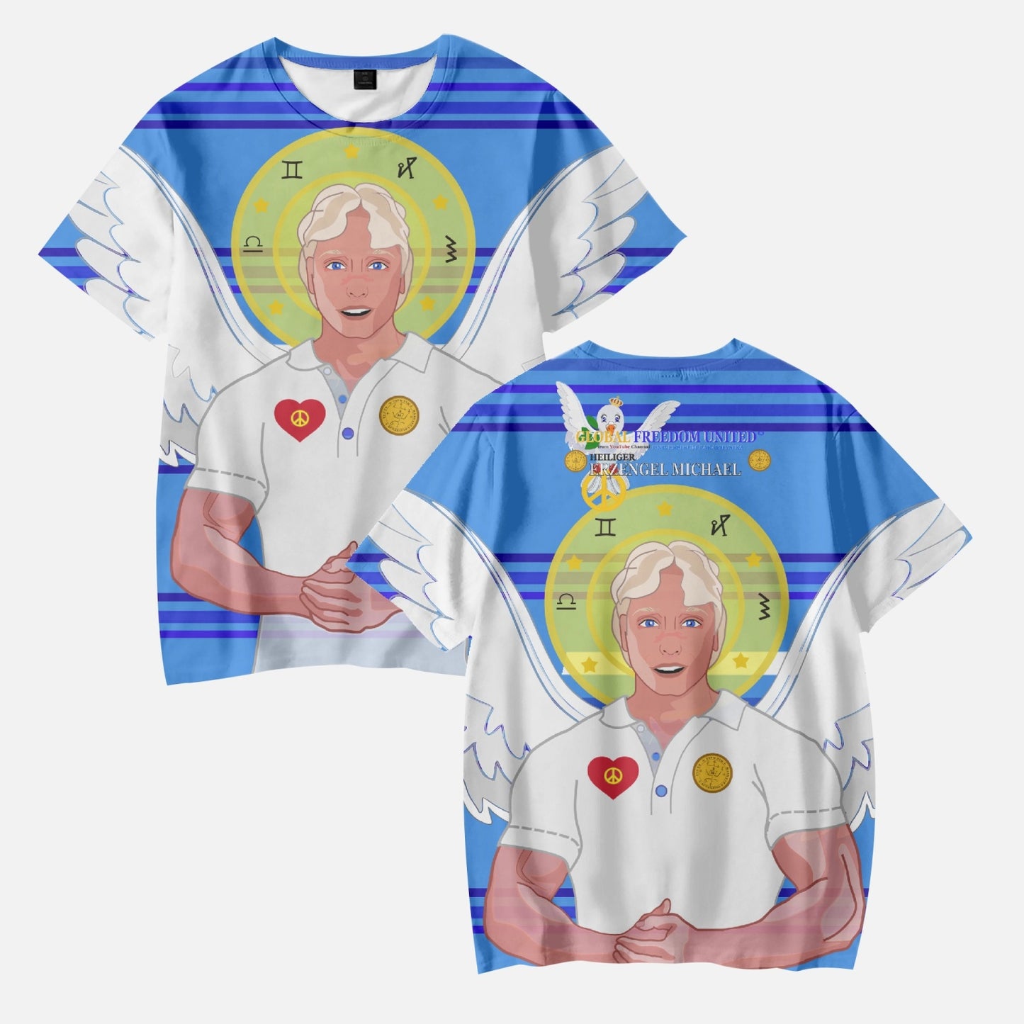 AOP Kids' Short T-Shirts GLOBAL FREEDOM UNITED ARCHANGEL MICHAEL GERMAN  DEEP BLUE