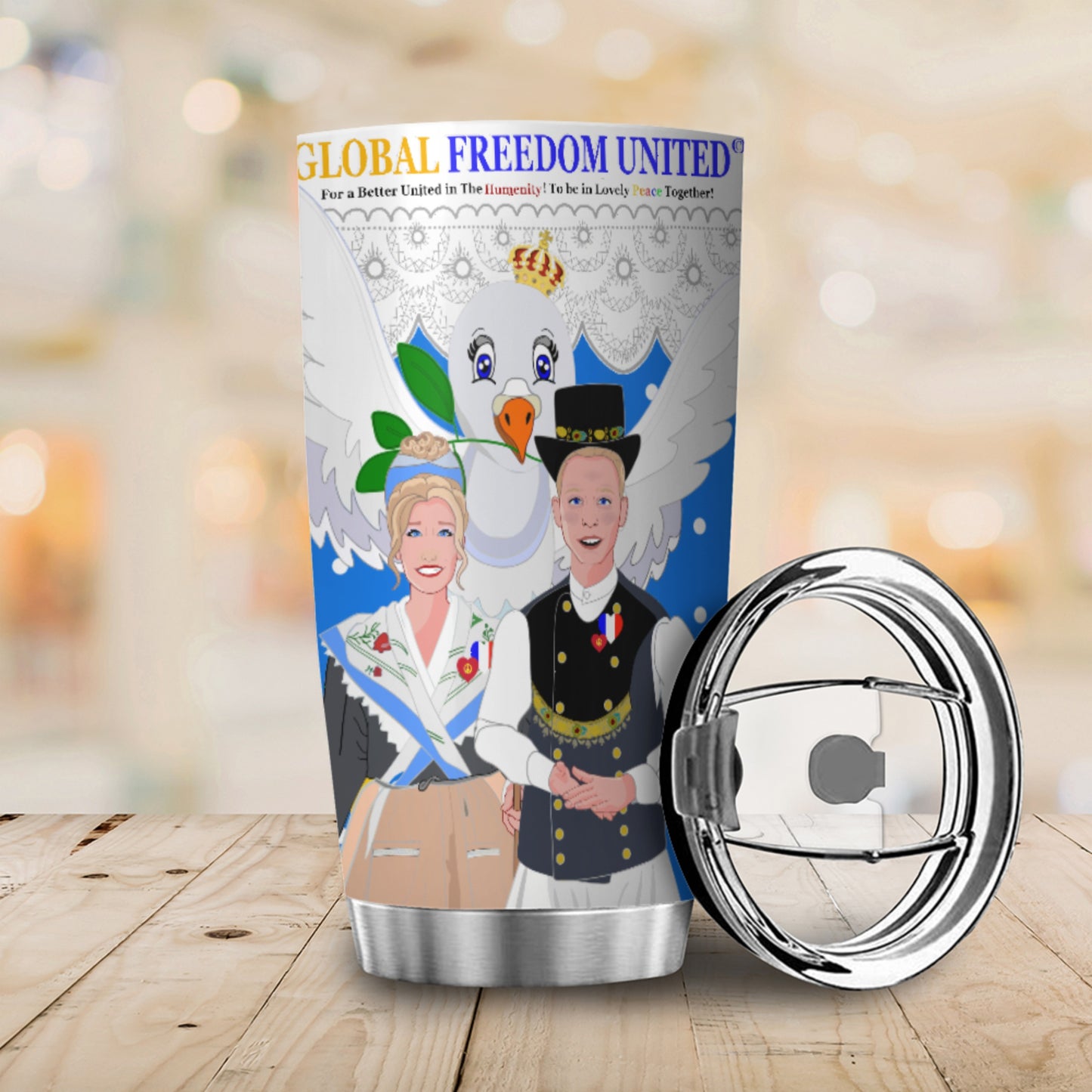 Tumbler GLOBAL FREEDOM UNITED© Couple French Deep Blue