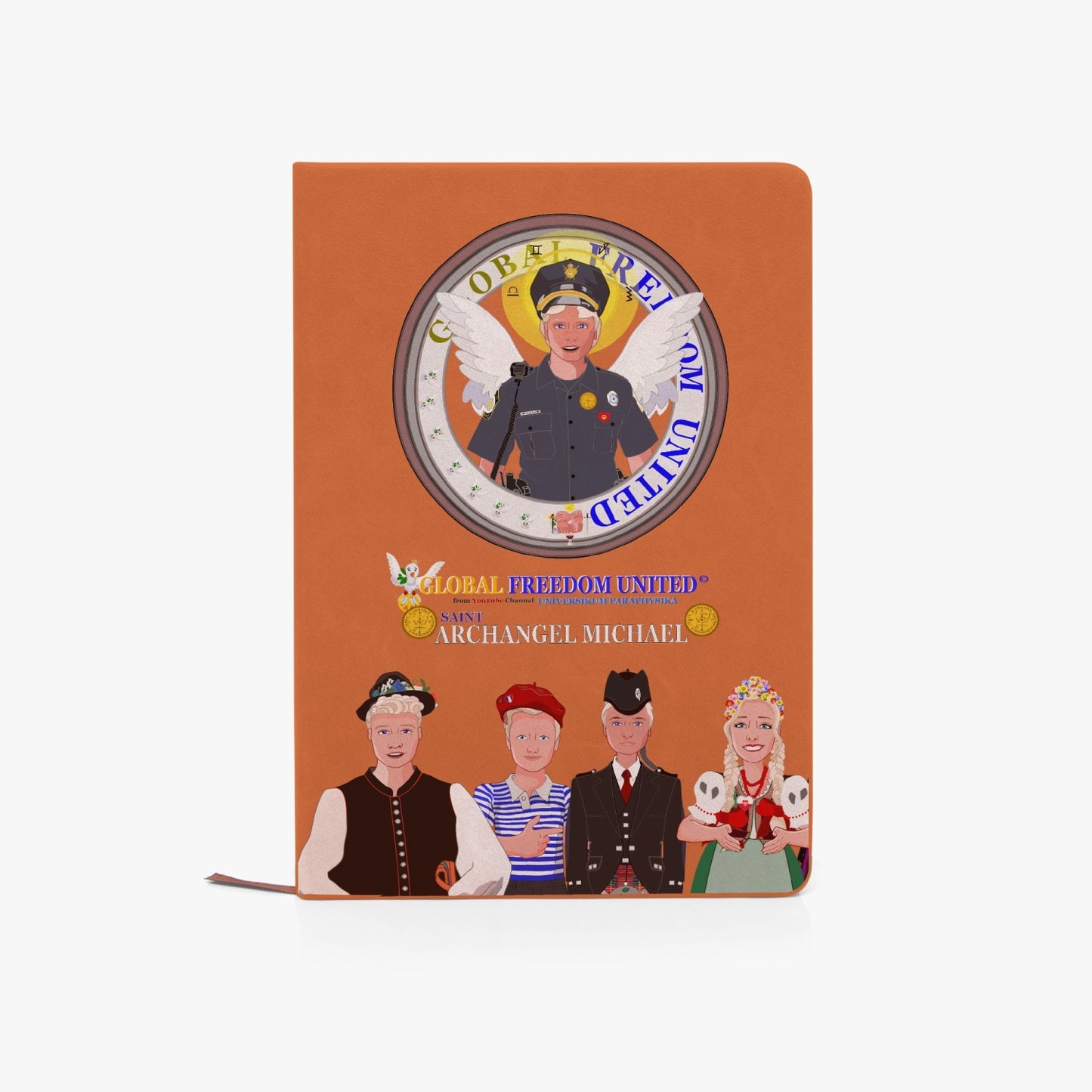 PU Leather Journal Notebook GLOBAL FREEDOM UNITED© Archangel Michael Policemen 1