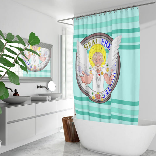 Quick-drying Shower Curtain GLOBAL FREEDOM UNITED© Archangel Uriel Light Green