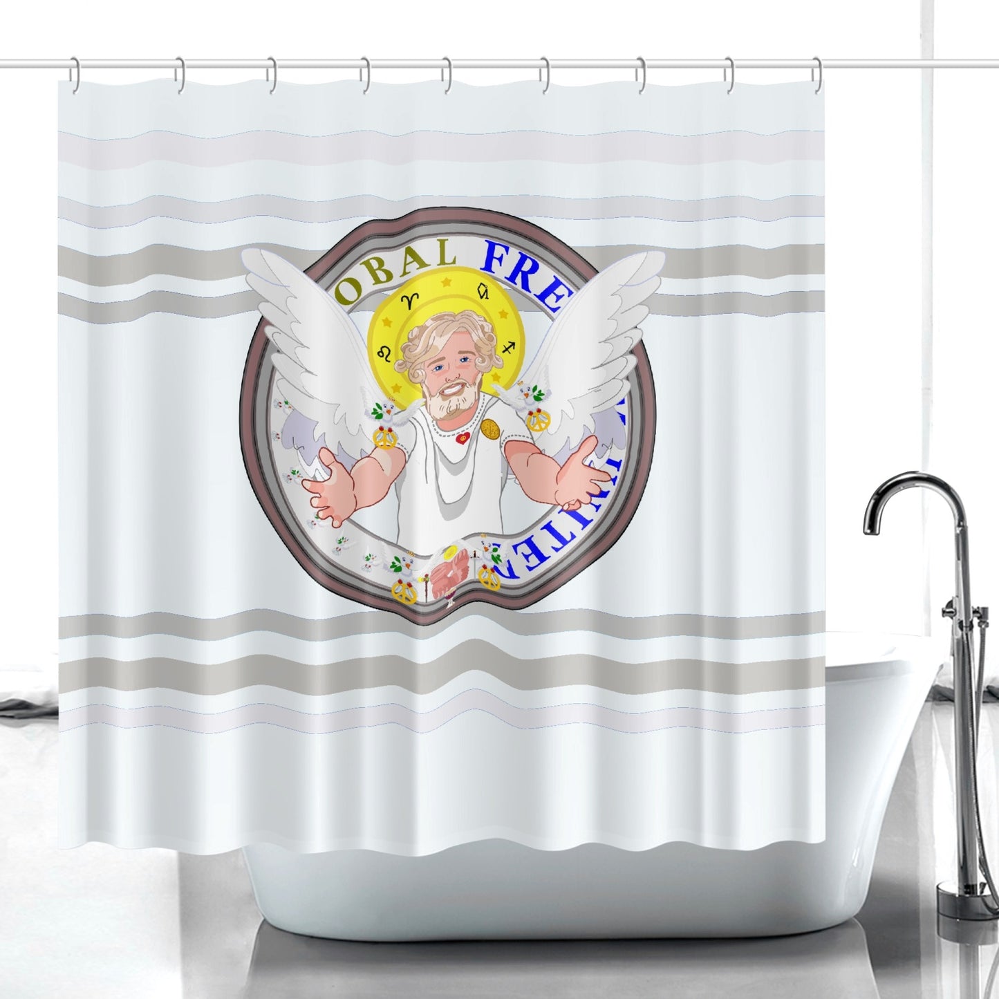 Quick-drying Shower Curtain GLOBAL FREEDOM UNITED© Archangel Uriel Wight