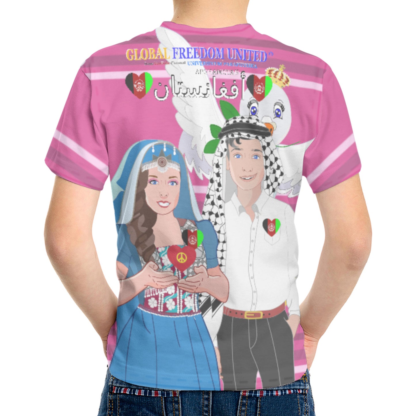 Kid´s T-shirt GLOBAL FREEDOM UNITED© Couple Afghanistan Pink 2