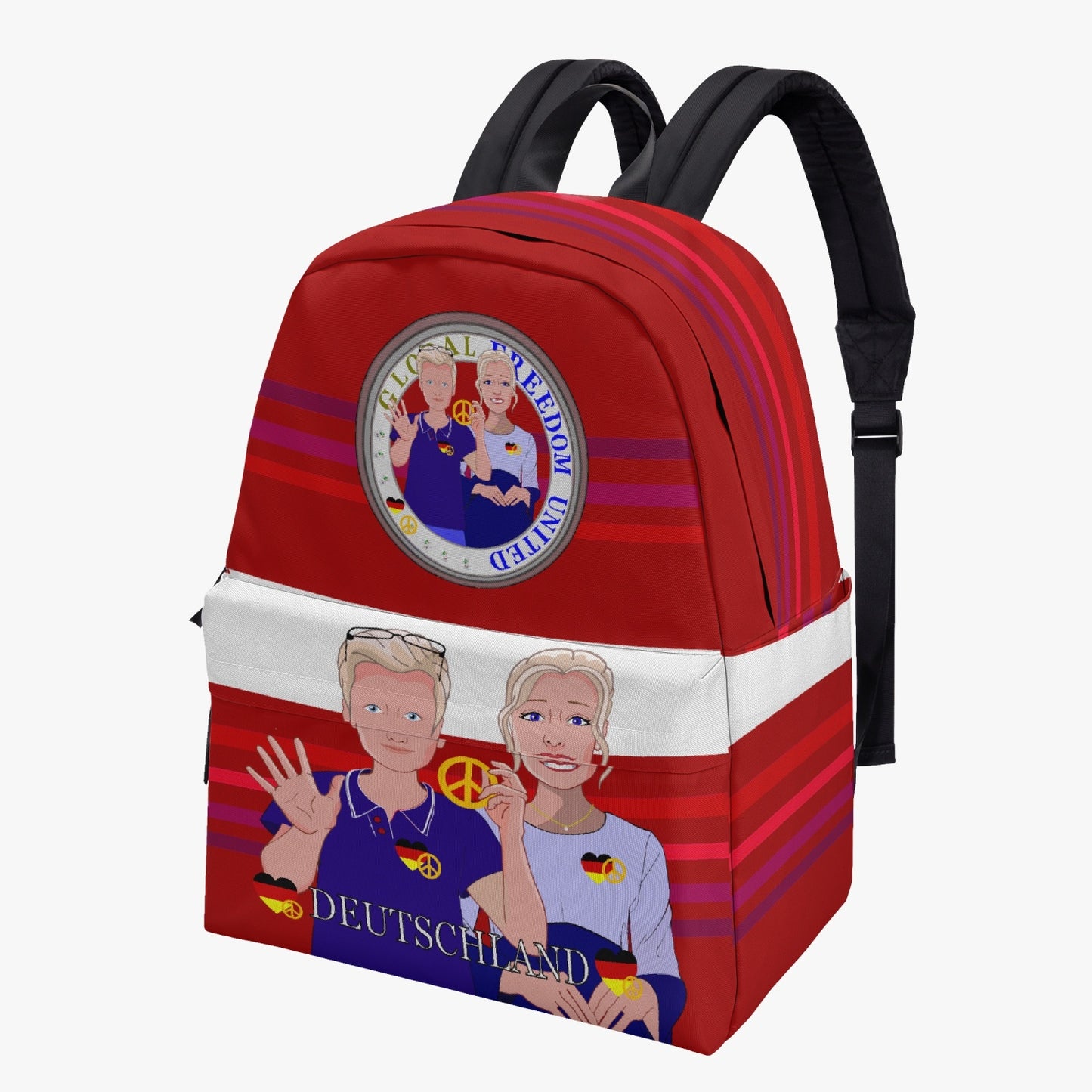 All-over-print Canvas Backpack GLOBAL FREEDOM UNITED COUPLE EDITION GERMANY V2 RED