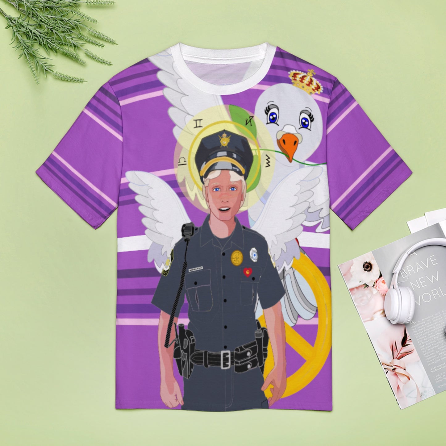 Women´s T-shirt 2 GLOBAL FREEDOM UNITED© Archangel Michael As Policemen Lilac