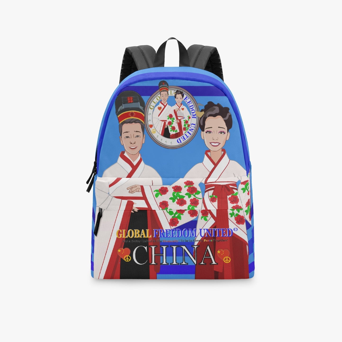 GLOBAL FREEDOM UNITED© Couple China Deep Blue - All-over-print Canvas Backpack