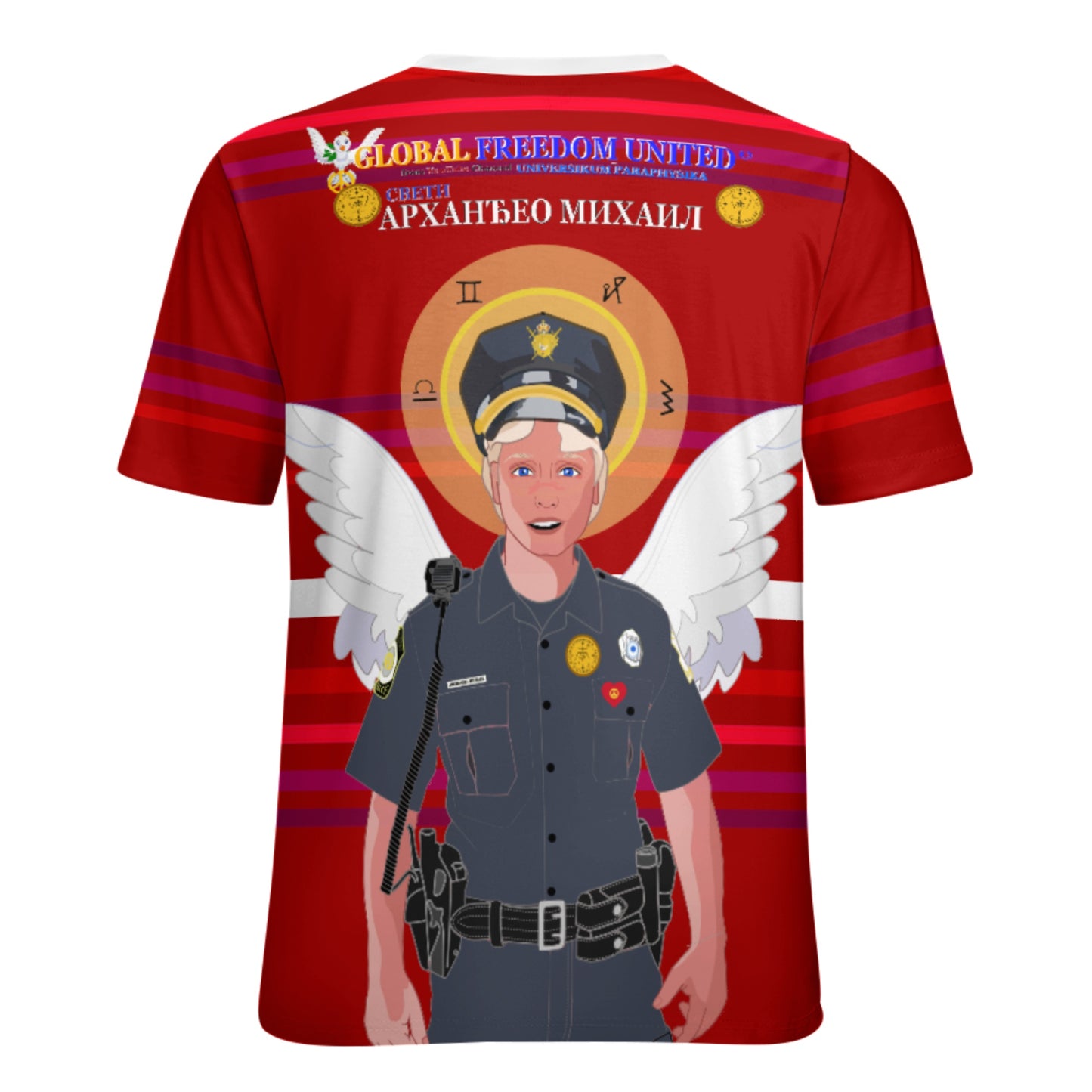 Women´s T-shirt  GLOBAL FREEDOM UNITED© Archangel Michael Serbia V4 Red