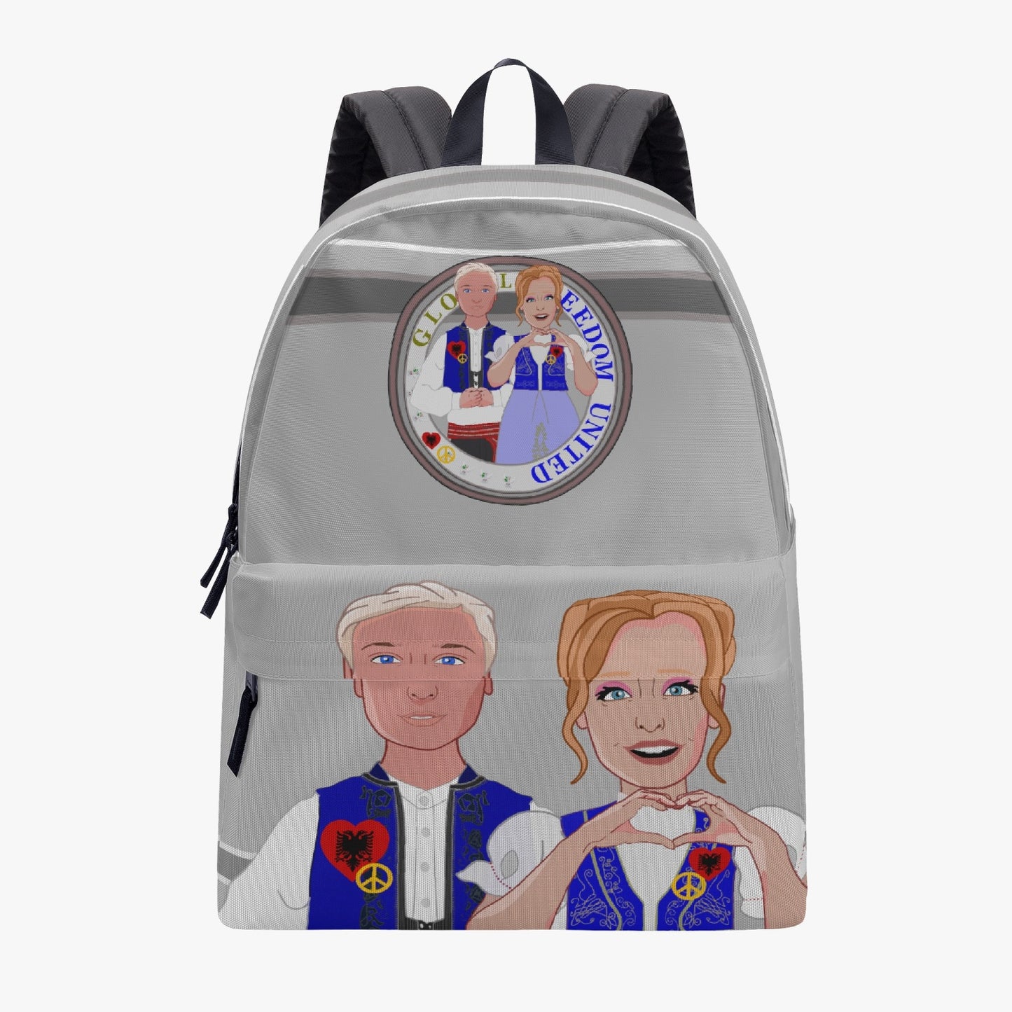 GLOBAL FREEDOM UNITED© Couple Albania Grey - All-over-print Canvas Backpack