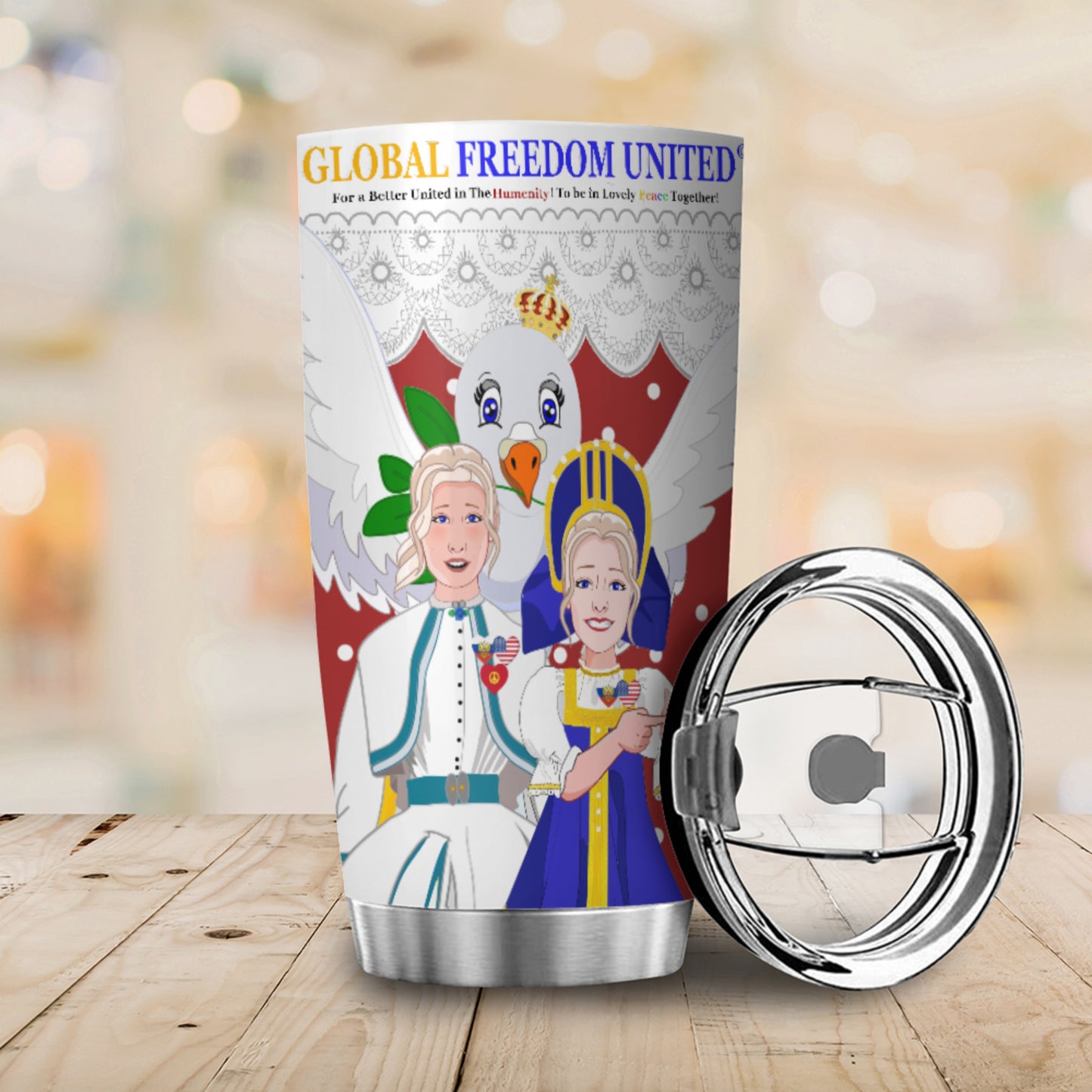 Tumbler GLOBAL FREEDOM UNITED© Women Russia & USA Red