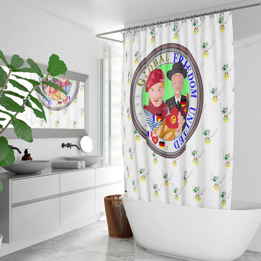 GLOBAL FREEDOM  UNITED MEN FRENCH & GERMANY OLD PEACE WIGHT Quick-drying Shower Curtain