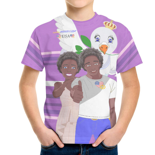 Kit´s T-Shirt GLOBAL FREEDOM UNITED© Couple USA Afro American  Lilac