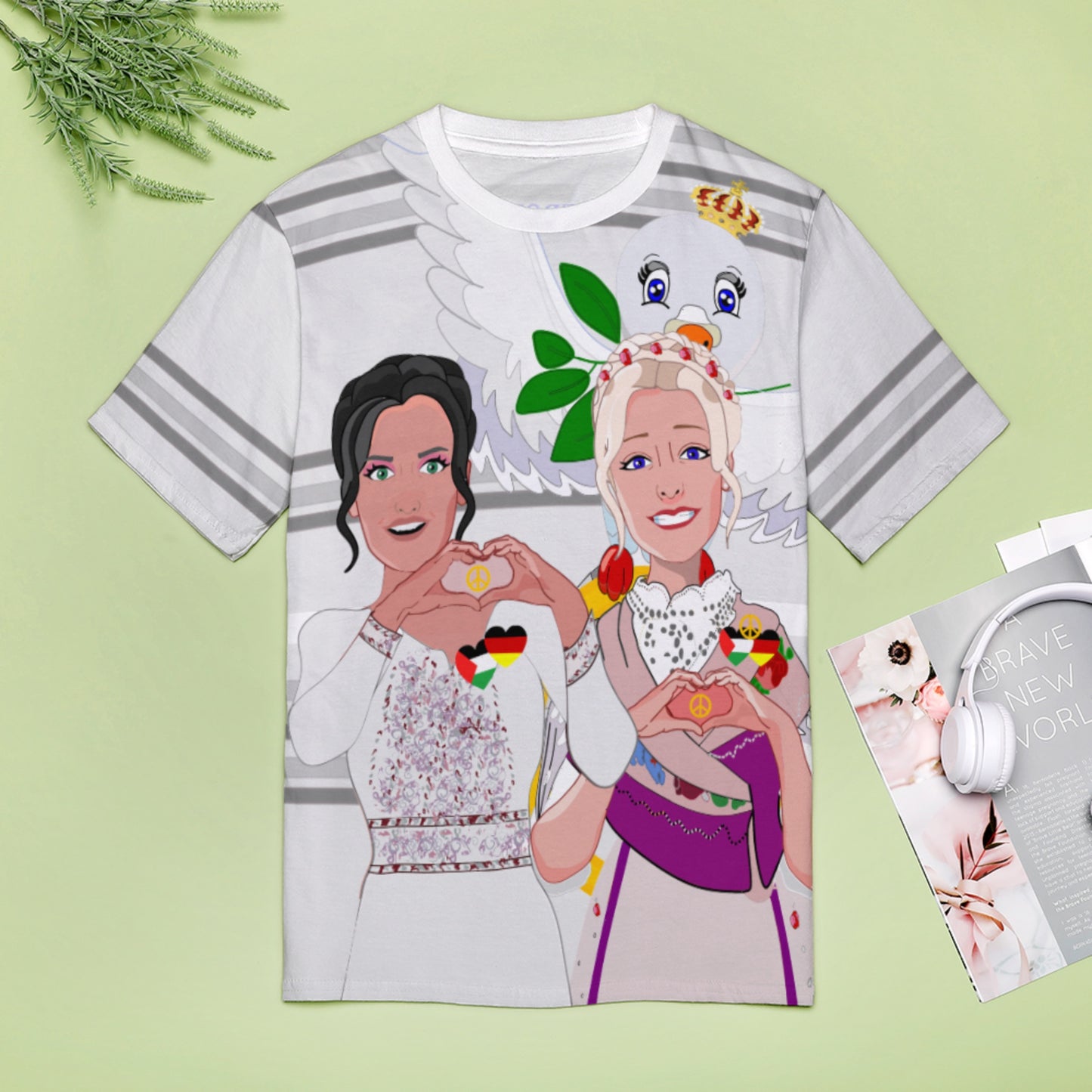 Women´s T-shirt 2 GLOBAL FREEDOM UNITED© Women Palestina & Germany Grey