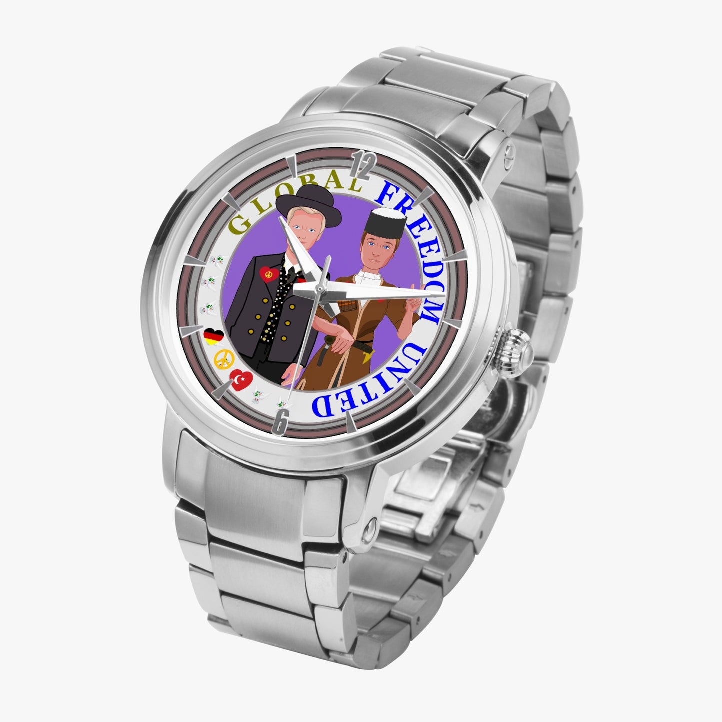 GLOBAL FREEDOM UNITED© New Steel Strap Automatic Watch (With Indicators) Men Germany & Tukrey