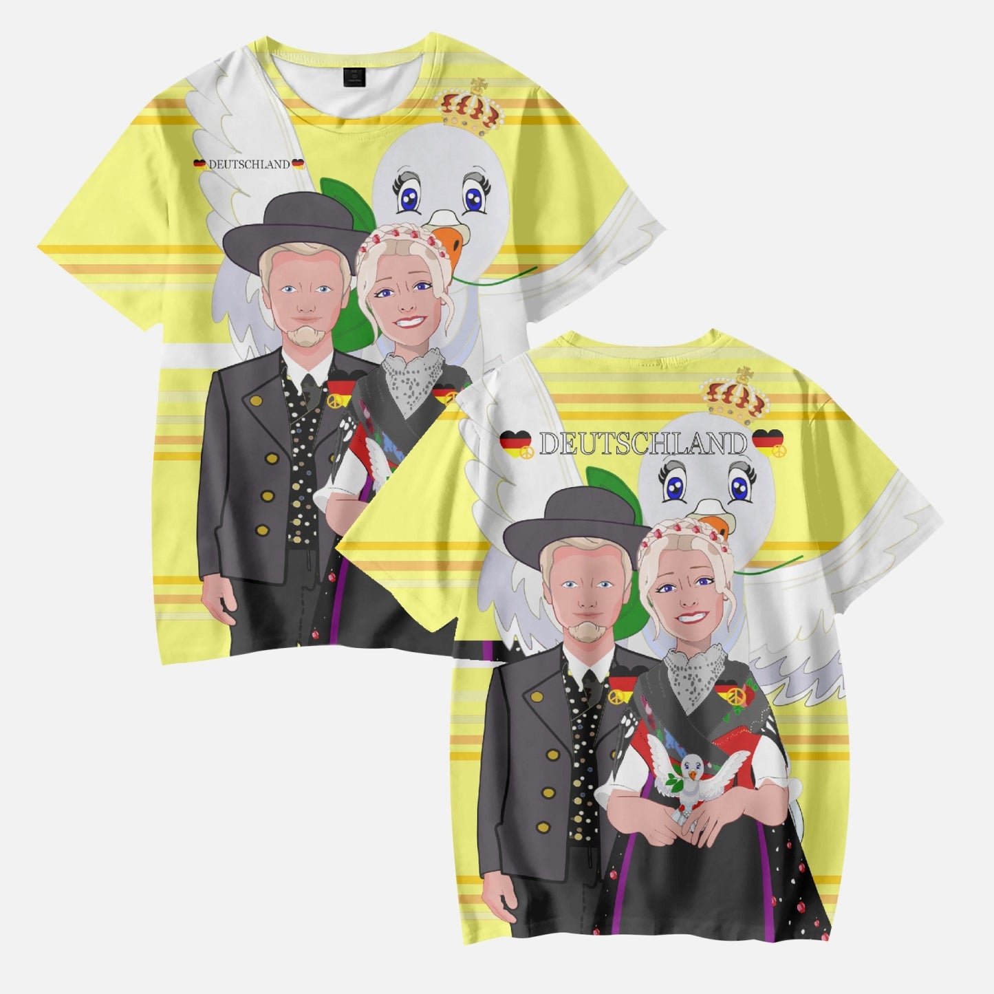 AOP Kids' Short T-Shirts GLOBAL FREEDOM UNITED COUPLE EDITION GERMANY V1 YELLOW