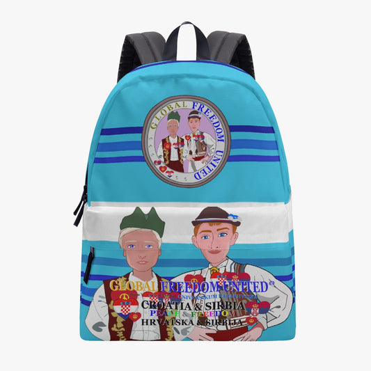 GLOBAL FREEDOM UNITED© Men Croatia & Serbia BLUE All-over-print Canvas Backpack