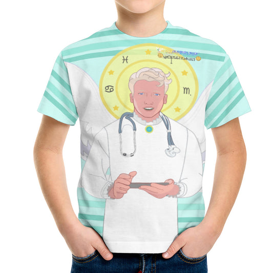 Kid´s T-shirt GLOBAL FREEDOM UNITED© Archangel Rafael Serbia Light Green