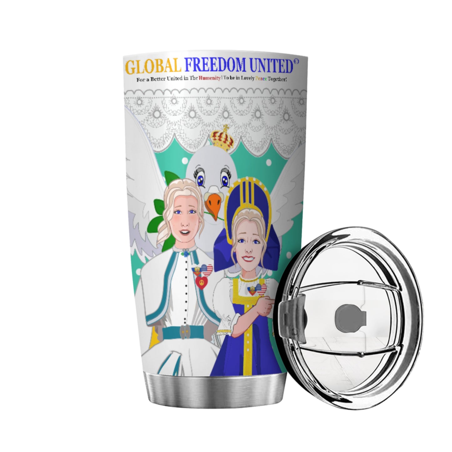 Tumbler GLOBAL FREEDOM UNITED© Women Russia & USA Green