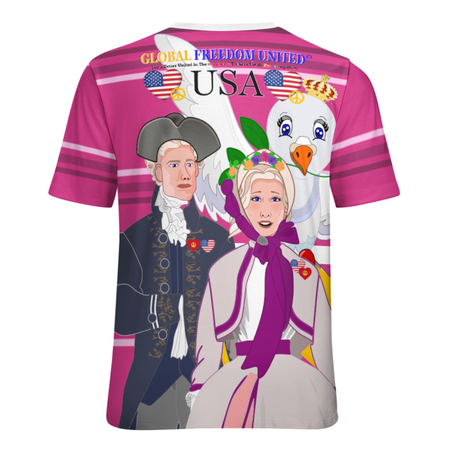 Women´s T-shirt GLOBAL FREEDOM UNITED© Couple USA V3 Pink2