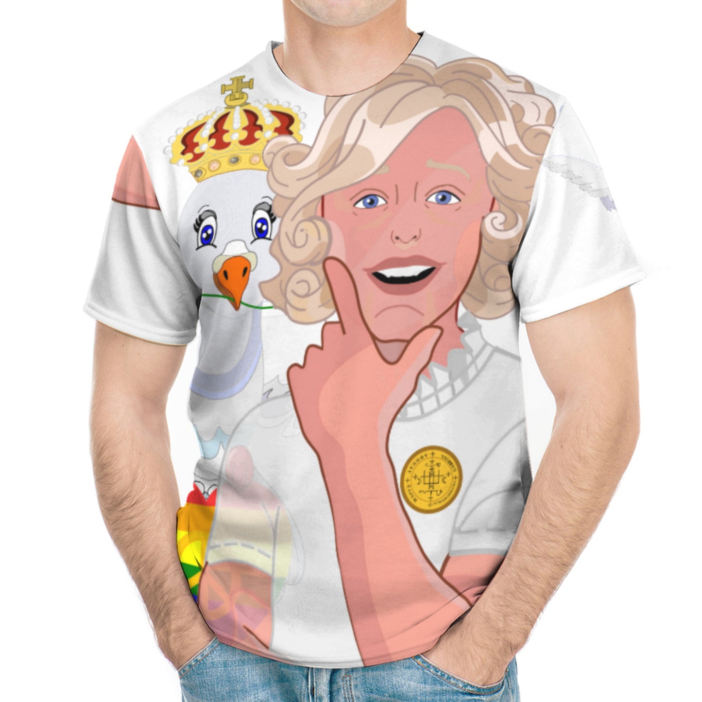 Men´s T-shirt GLOBAL FREEDOM UNITED© Archangel Gabriel Wight Dove Of Peace Arabic