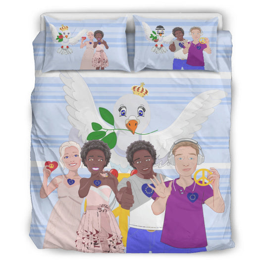 Bed Line GLOBAL FREEDOM UNITED©  Anti Racism & Fascism Light Blue