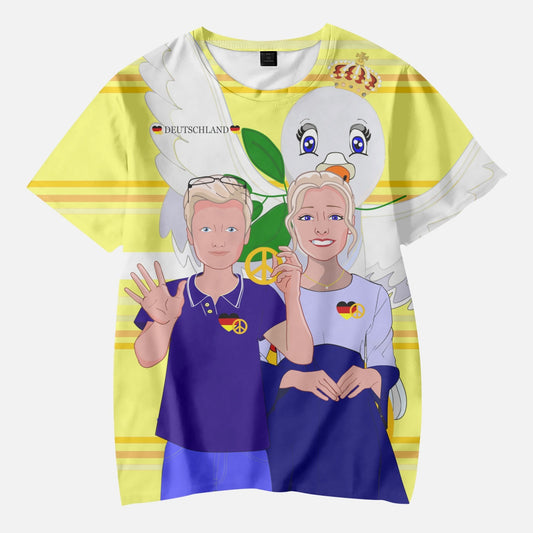 AOP Kids' Short T-Shirts GLOBAL FREEDOM UNITED COUPLE EDITION GERMANY V2 YELLOW