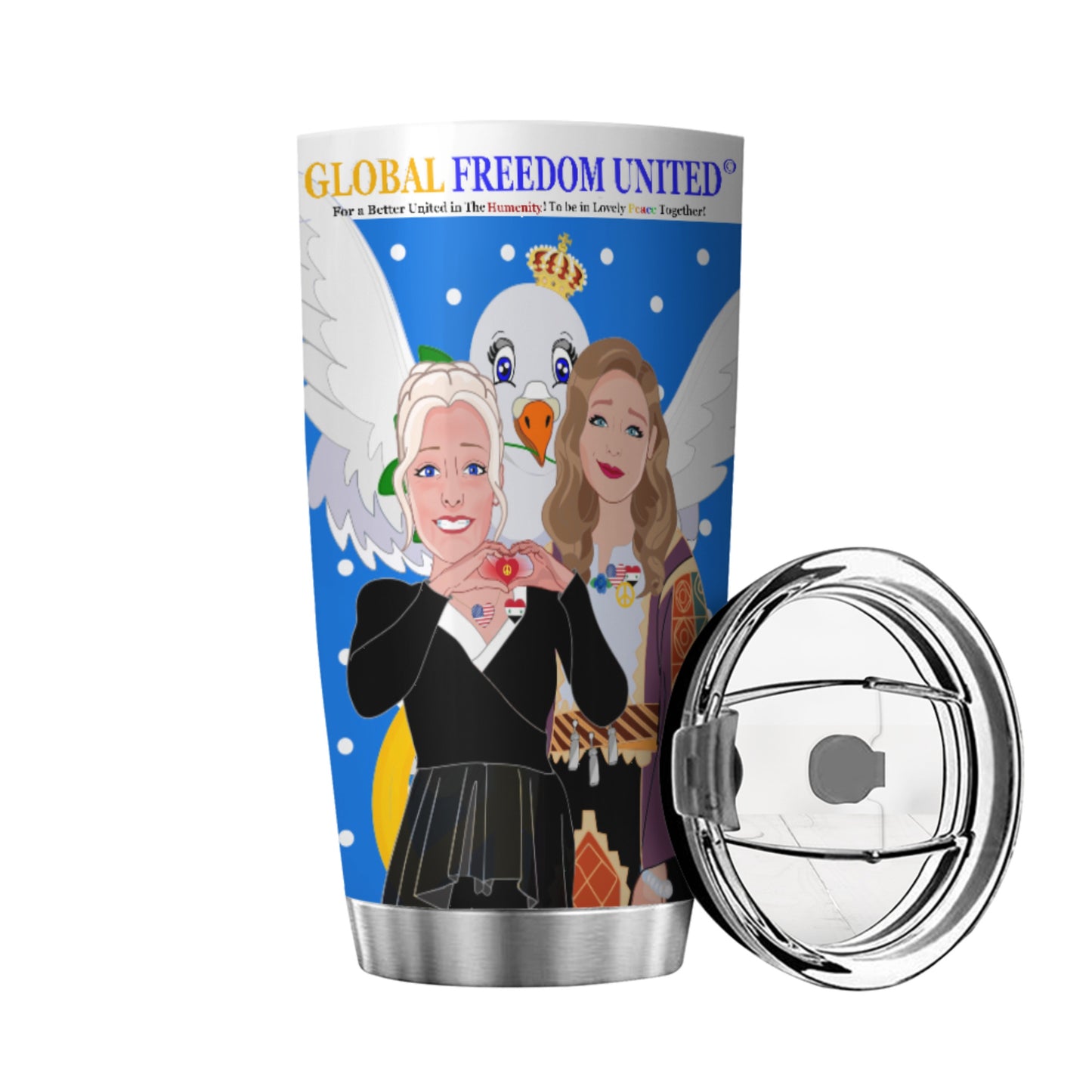 Tumbler GLOBAL FREEDOM UNITED© Women Syria & USA Blue