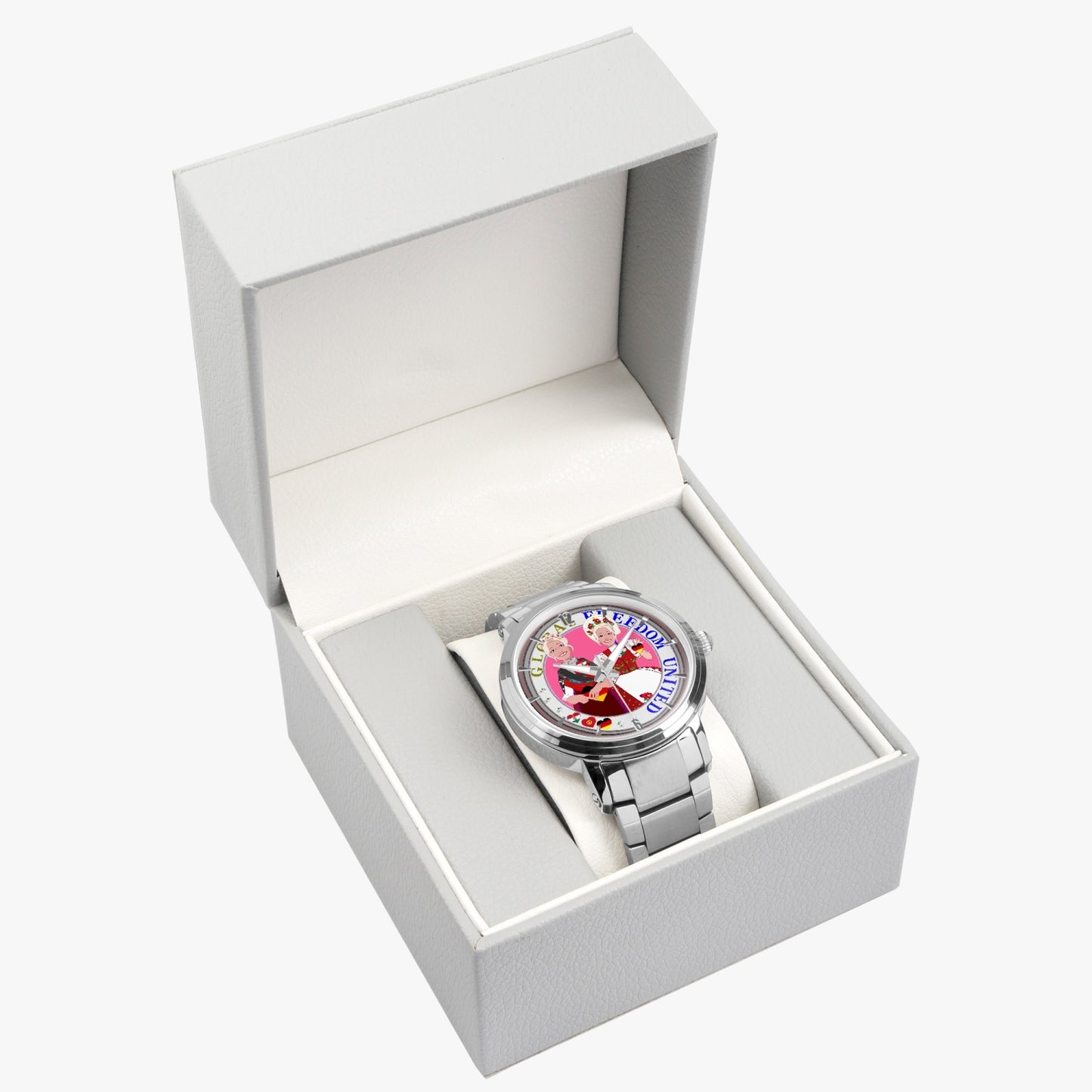 New Steel Strap Automatic Watch (With Indicators) GLOBAL FREEDOM UNITED WOMEN GERMANY & HUNGARY