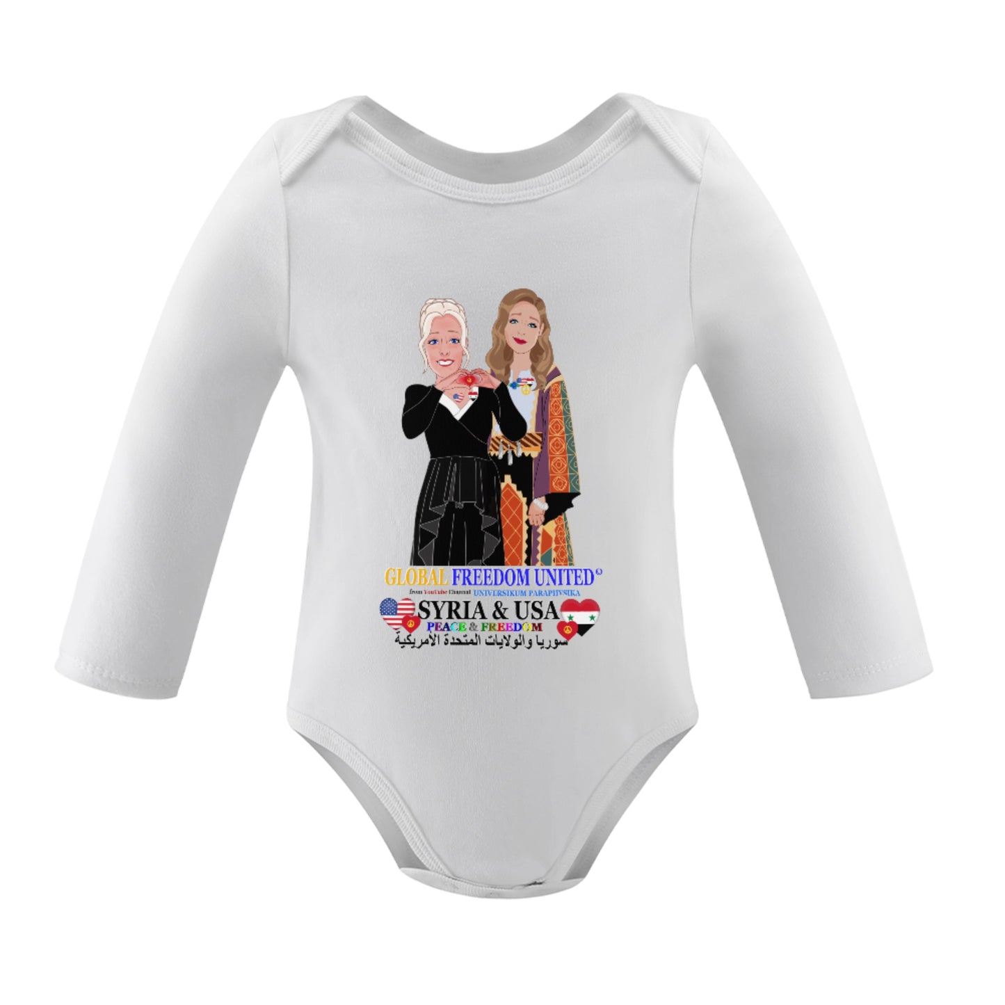 Baby Long-sleeve Body Suit GLOBAL FREEDOM UNITED© Women Syria & USA