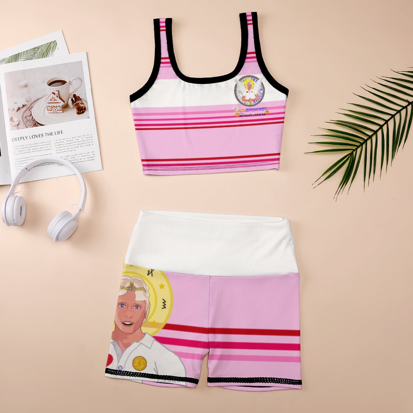 Thread Yoga Vest GLOBAL FREEDOM UNITED© Archangel Michael As Policemen Pink1