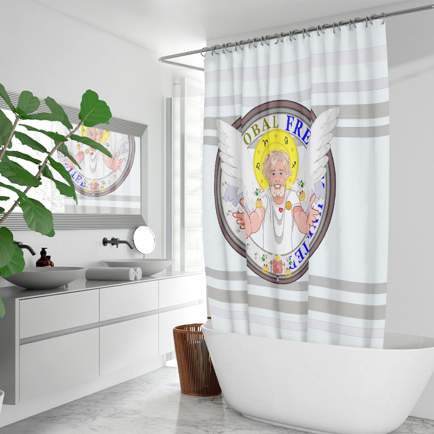 Quick-drying Shower Curtain GLOBAL FREEDOM UNITED© Archangel Uriel Wight
