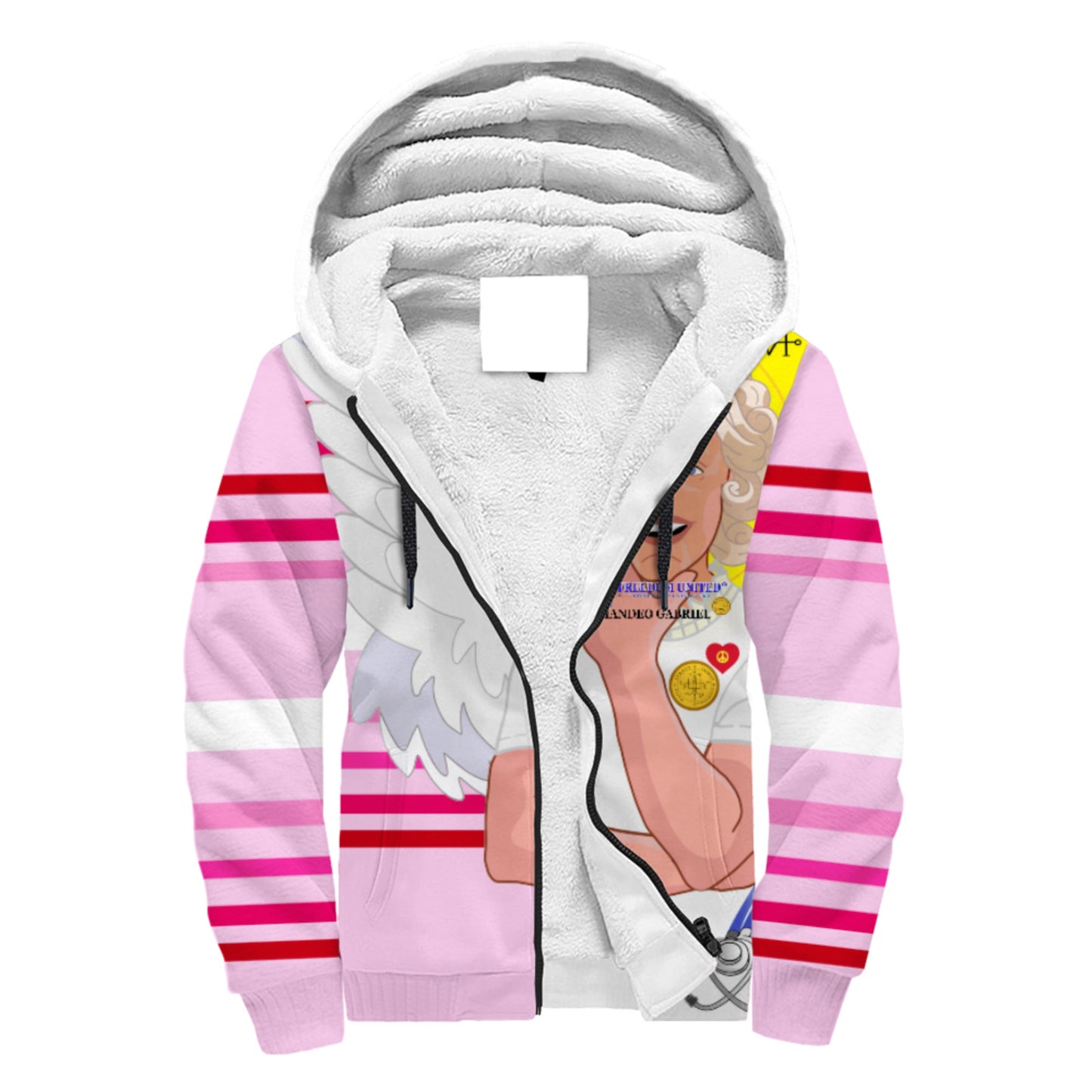 Plush Hoodie GLOBAL FREEDOM UNITED© Archangel Gabriel Croatia Pink1