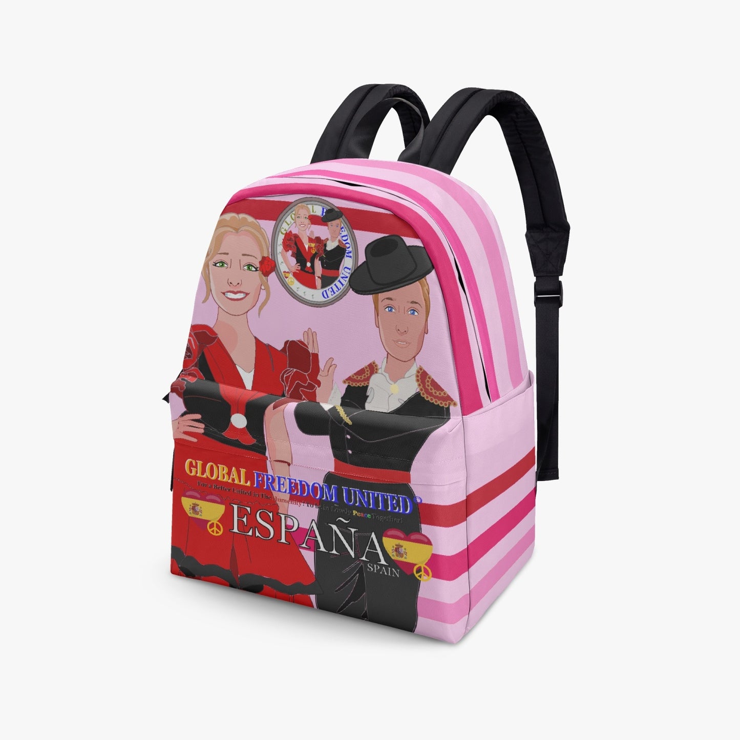 GLOBAL FREEDOM UNITED© Couplen Spain Pink1 - All-over-print Canvas Backpack