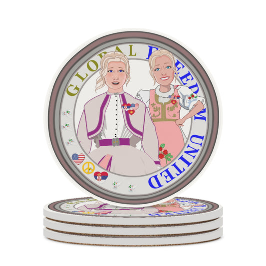 Ceramic Coaster GLOBAL FREEDOM UNITED© Women Serbia & USA