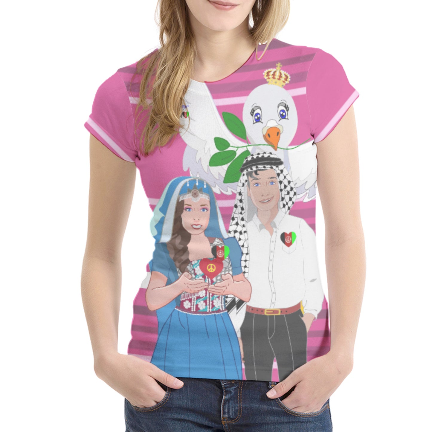 Women´s T-shirt 1 GLOBAL FREEDOM UNITED© Couple Afghanistan Pink 2