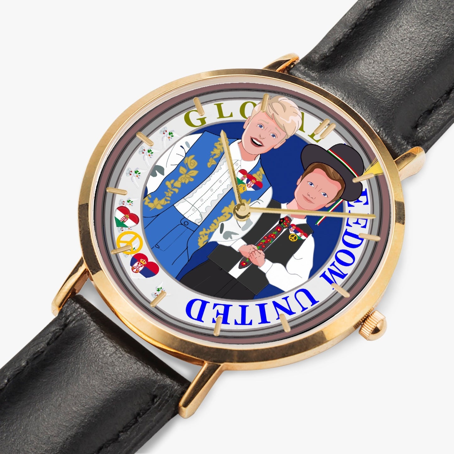 Hot Selling Ultra-Thin Leather Strap Quartz Watch (Rose Gold With Indicators) GLOBAL FREEDOM UNITED© MEN SERBIA & HUNGARY