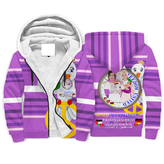Plush Hoodie GLOBAL FREEDOM UNITED© Women Palestina & Germany Lilac
