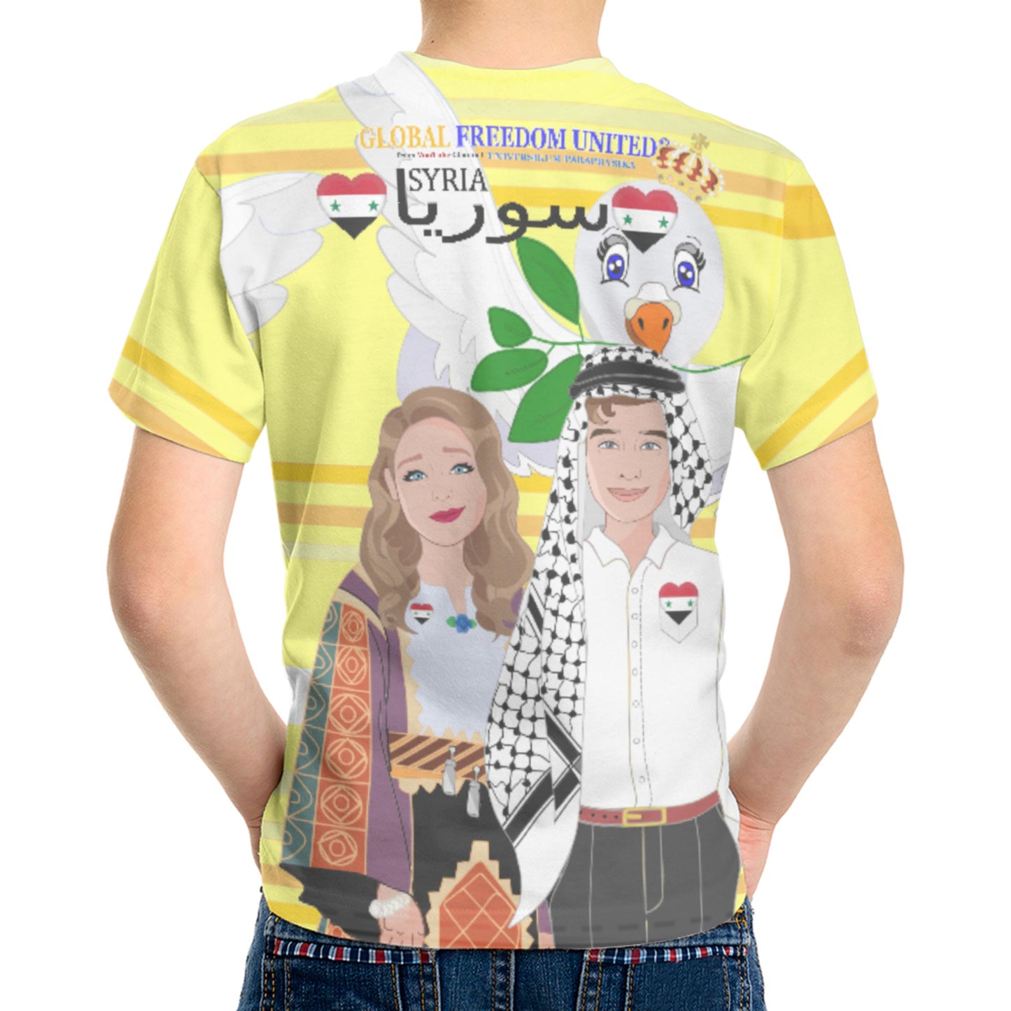 Kid´s T-shirt GLOBAL FREEDOM UNITED© Couple Syria  Yellow
