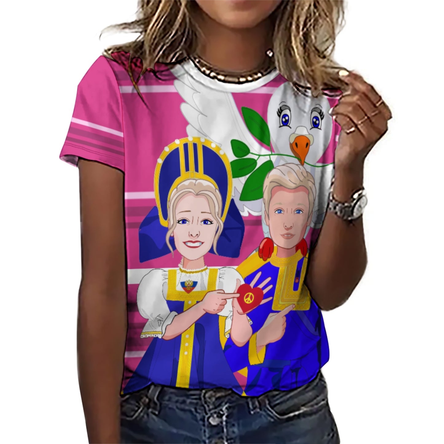 Women´s T-shirt GLOBAL FREEDOM UNITED© Couple Russia Pink2